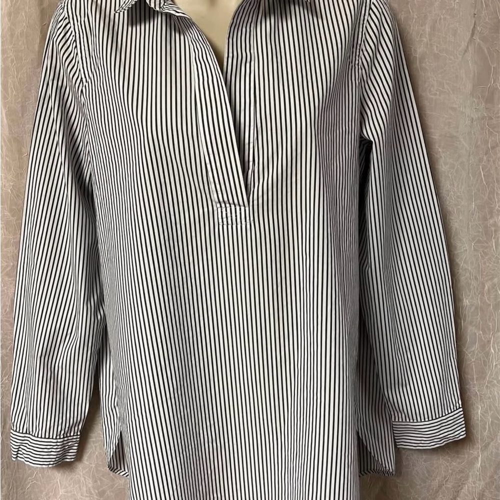 J. Crew Black and White Striped Top